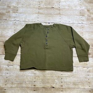 Madewell MWL Betterterry Henley Sweatshirt In Green